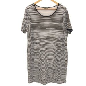 Vince Camuto Dressy Black White Striped Scoop Neck Sheath Dress Plus SIze 1X